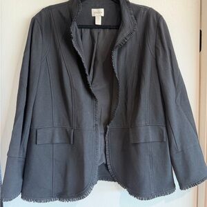 Chico's Black Ruffle-Trim Open Front Blazer